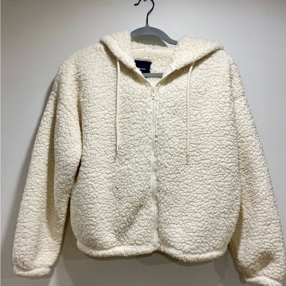 Forever 21 Cream Fleece Outerwear